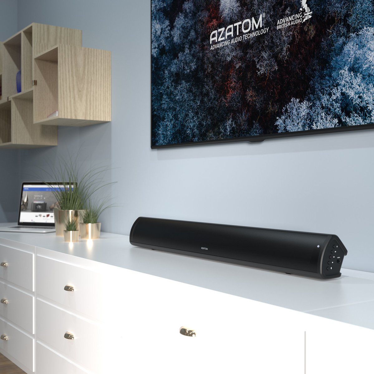 Azatom's tweet photo. The AZATOM Studio UHD2 Soundbar has 180W of power with our incredible high density drivers and custom DSP processing technology that all combine to deliver stunning, room filling sound.

https://t.co/NYQyXFLQi3

#Azatom #AdvancingAudioTechnology #AdvancingBritishAudio https://t.co/Nq5kA8HftI