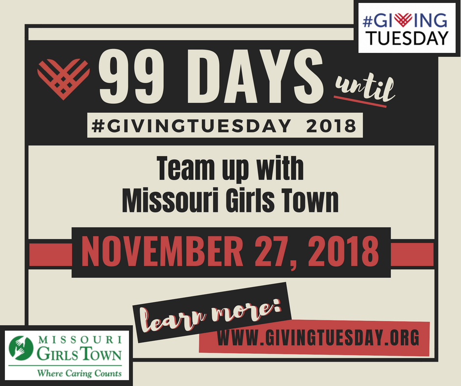 We're counting down until #GivingTuesday, a global Day of Giving! This year, through your support for Missouri Girls Town, you have the opportunity to help us continue to provide a safe, loving, and therapeutic environment for youth who have experienced abuse and neglect.
