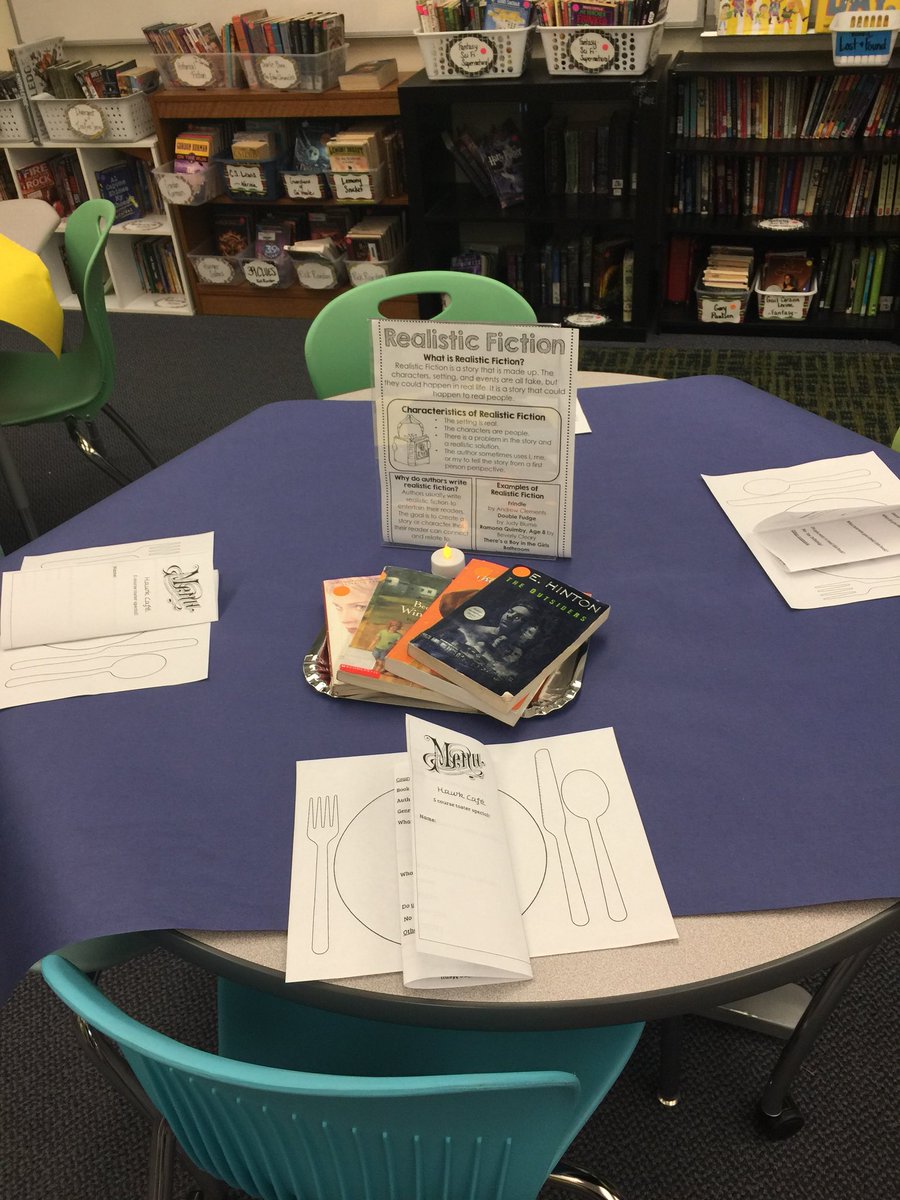 ms_woz's tweet photo. Tables are set! Excited for Book Tasting today at Hawk Bistro! #hmsteam #simischools #svtchat @hillsideSTEAM https://t.co/4okYKW5h0E