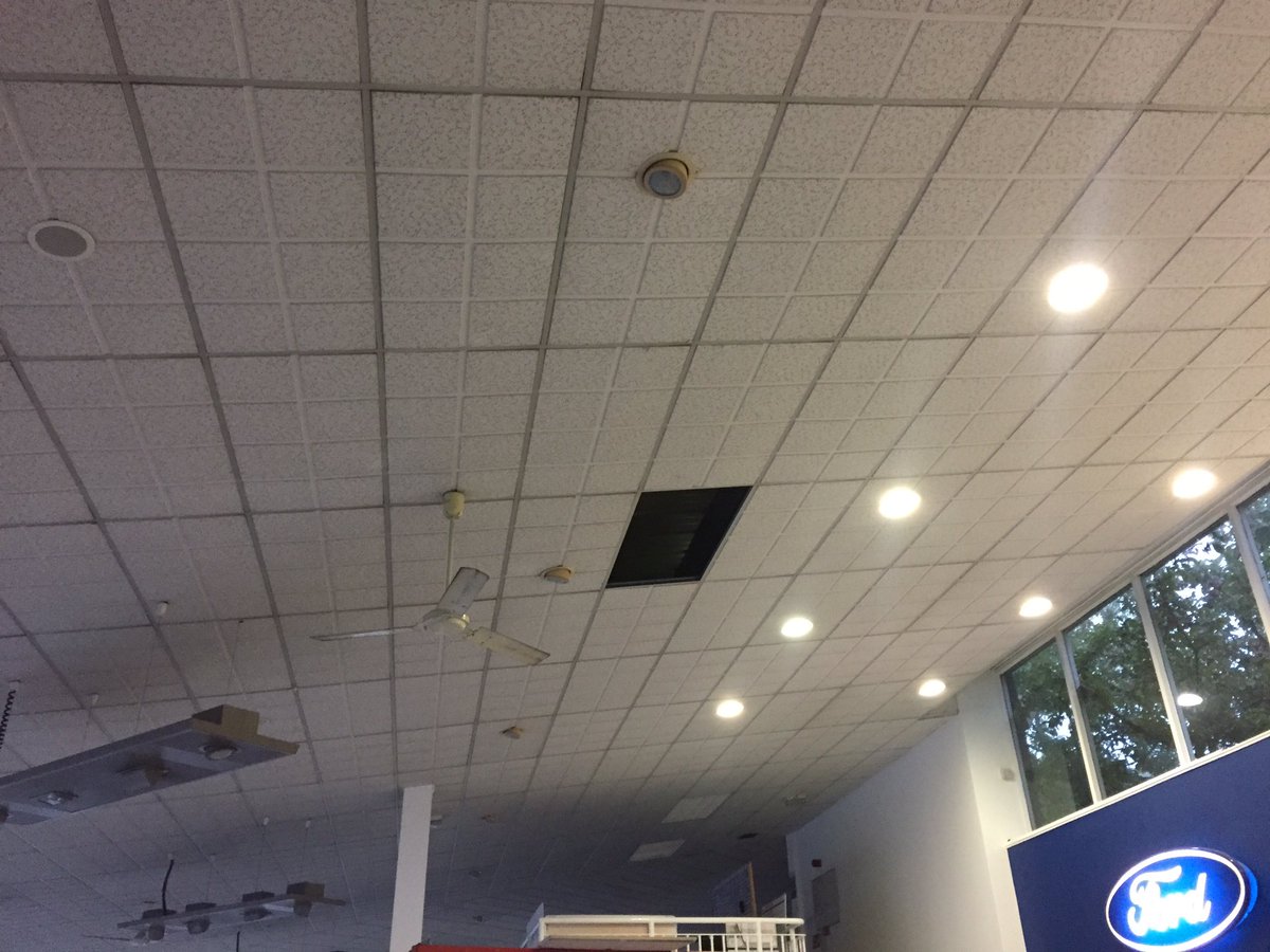 grid_line's tweet photo. Ceiling tiles replaced in a tired looking car showroom brightened the place up team working out of hours on this one https://t.co/dqgydyhRH6