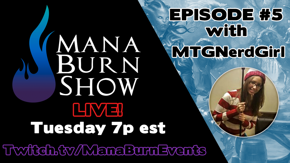 983mark's tweet photo. Mana Burn Show goes live in one hour! Hosted by @WatchFlake @JoeSn0w and special guest @MTGNerdGirl https://t.co/qVQNdwGEni https://t.co/kNw5rrxwss