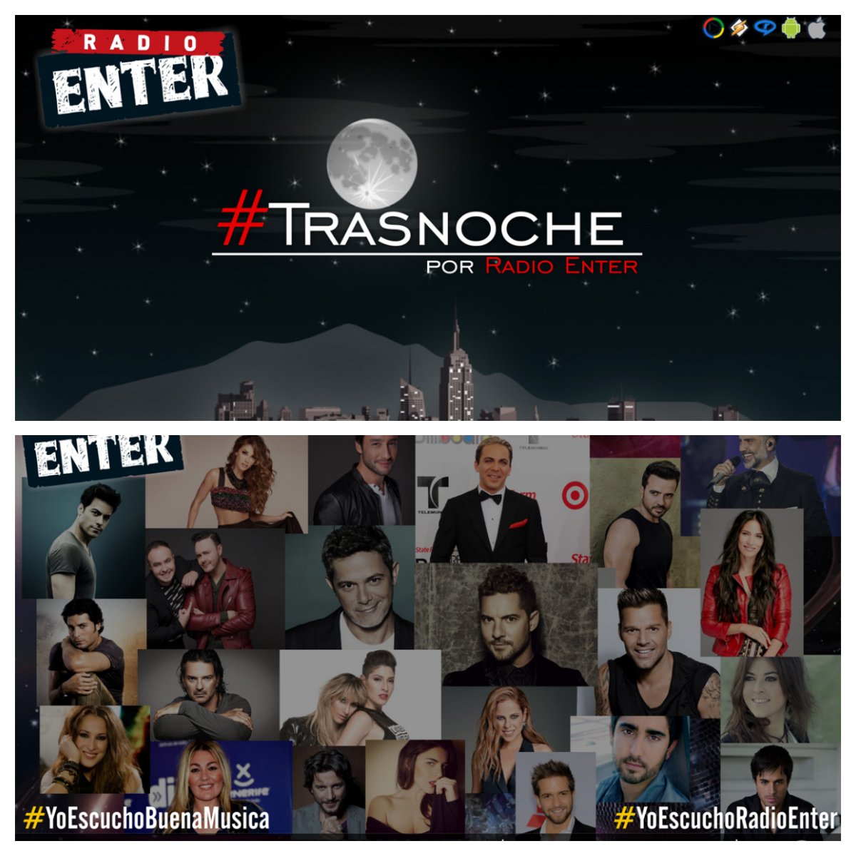 radioenter's tweet photo. Hora 19:16pm | Hoy a las 00Hs, en la #TrasnocheEnter arrancamos con la música de  
@AlejandroSanz 
@enriqueiglesias 
@MyriamMonteCruz 
@melissagalindoo  
@kanygarcia.... y mucha más #MusicaEnter!  
#YoEscuchoBuenaMusica  
#YoEscuchoRadioEnter... Juntos combatimos el insomnio! https://t.co/NGjQ4kJA5n
