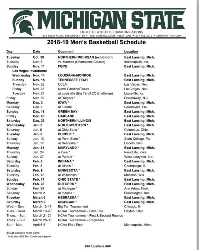 Here we go. The schedule has been released.