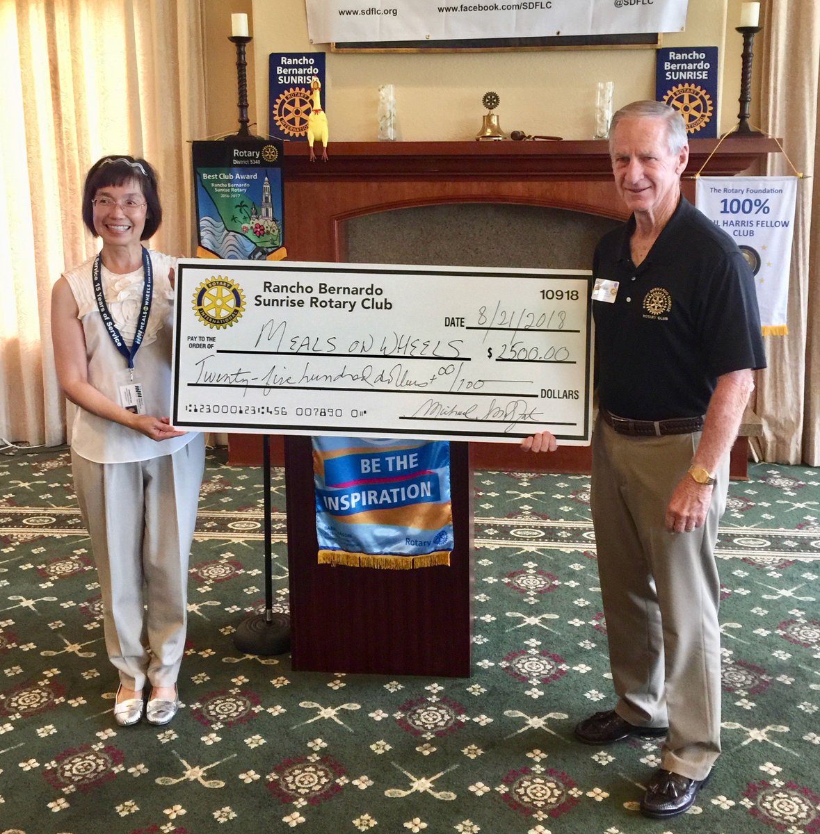 Another week, another good cause to help.

That's life at RB Sunrise Rotary. We're always watching for those who can benefit from our time and treasure. Today we met Charlotte Fan from Meals on Wheels and helped lots of people. Read the story at rbsunrise.org.