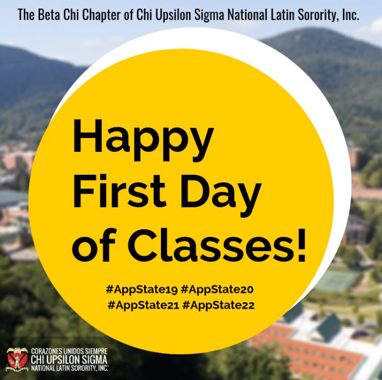 CUS_betachi's tweet photo. We are wishing everyone good luck as we start off the semester today! We hope everyone has had a wonderful first day of classes ✨
#FDOC #AppState #Mountaineer #AppState19 #AppState20 #AppState21 #AppState22 https://t.co/FUPAAaZWA8