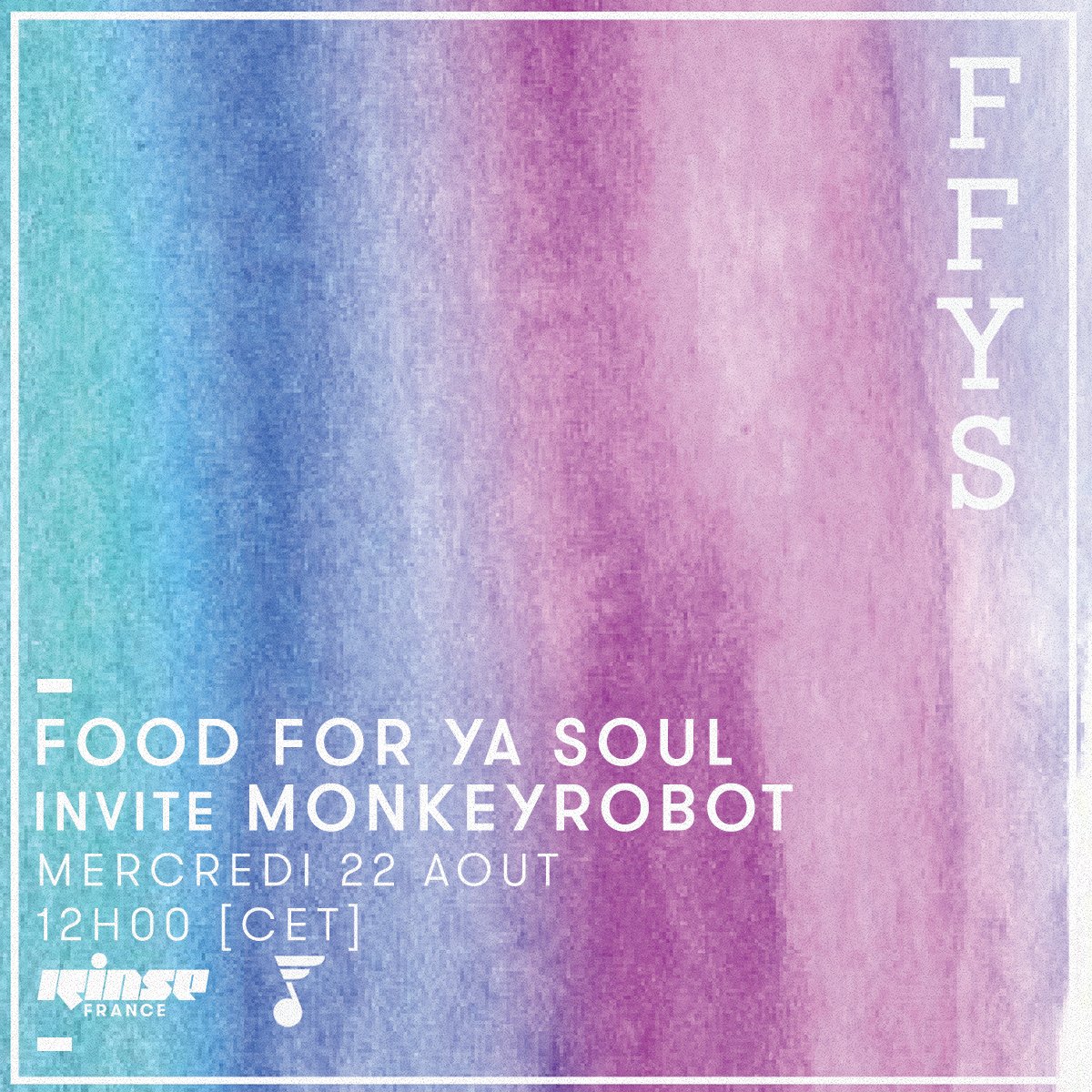 On commence la journée avec @foodforyasoul qui invite @TheMonkeyRobot Restez #verrouillé sur Rinse France >>>rinse.fr/player