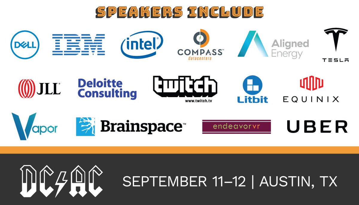 #theDCAC 2018 will feature speakers from top companies in our industry such as @Dell, @IBM, @intel, @alignedenergy, @Tesla, @JLL, @Deloitte, @Twitch, @LitBitCo, @Equinix, @Brainspace, @endeavorvr, & @Uber! 

Learn More: dcac-live.com/speakers/