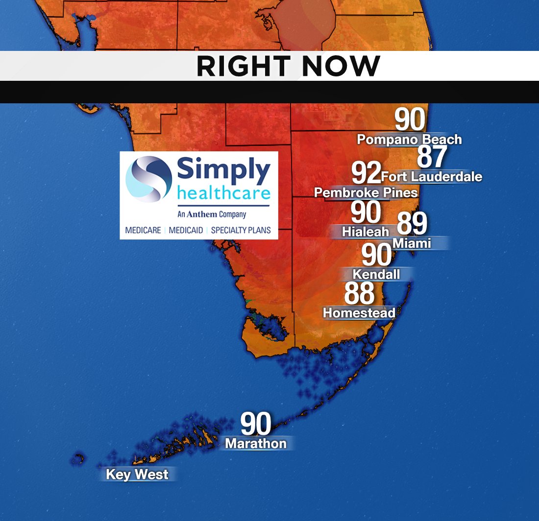 It's 2PM, here are south Florida's current temperatures. #BROWARD #MIAMIDADE #FLKEYS Presented by Simply Healthcare https://t.co/jBWLJ4xnoR