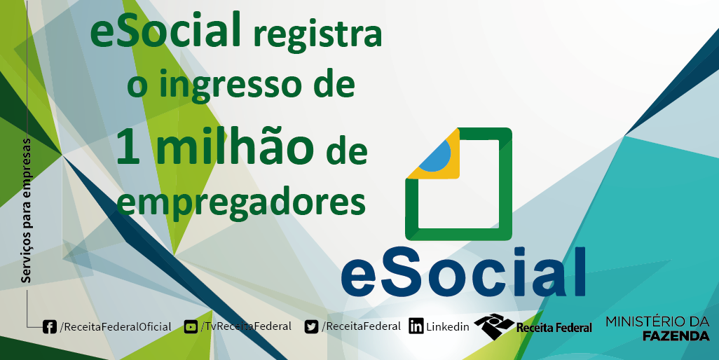 Hoje, 21 de agosto, o eSocial registra a adesão de um milhão de empresas ao sistema

Saiba mais: goo.gl/7wvcZH