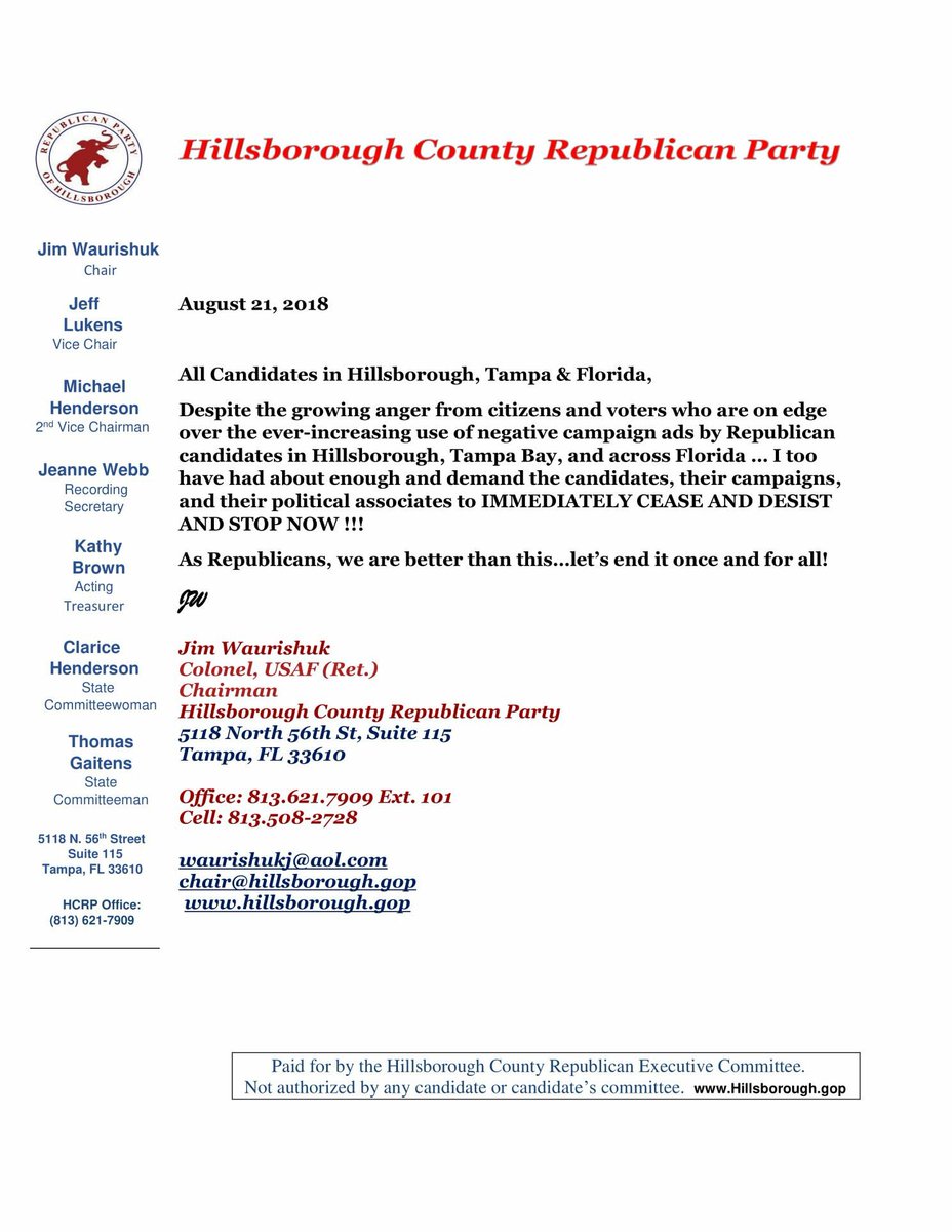 TBWatchdog's tweet photo. Didn’t think the @HillsboroughGOP could get worse than Deborah Tamargo as chair but @JimWaurishuk takes the cake with this idiotic declaration. What do you think @PeterSchorschFL? #FlaPol https://t.co/AyyxpcJYtK