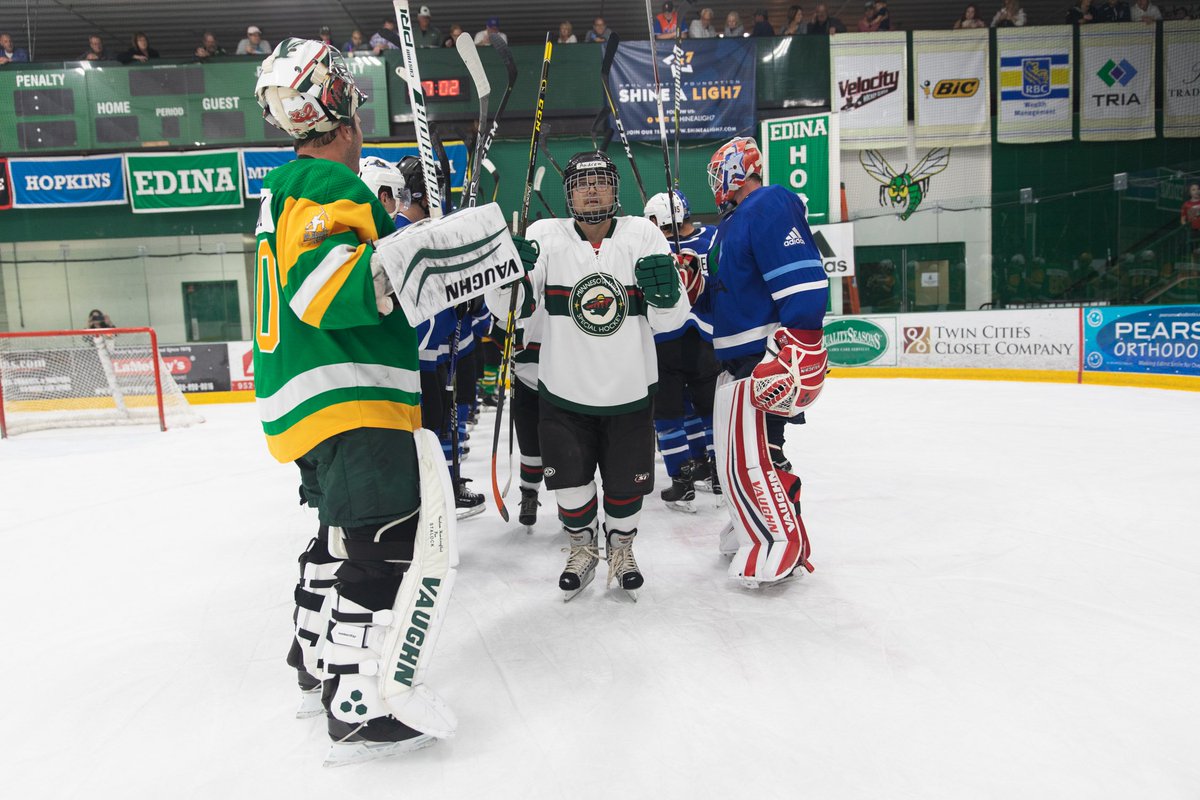 MNSpecialHockey's tweet photo. Sorry we hung so many on you boys last night @Stalock32 and @miska_35. You made it a great night. Thanks for being such good sports and great goalies for the @DaBeautyLeague #UnifiedShowcase. #HopeYouUnderstand #RefInterference @johnscott_32 https://t.co/VwyhieloTI