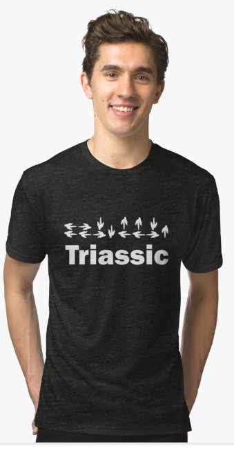 Chris_Aucoin's tweet photo. Idk if #TriassicTuesday is a thing but here is a #Dinotopia inspired #Triassic shirt design =]

Men
https://t.co/XEElcrEkz1

Women
https://t.co/iqExnnOfDT

#FossilForward #Dinosaur #Ichnology https://t.co/18cQKvMghk