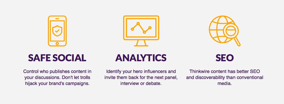 Canadian start-up Thinkwire > Increases the return-on-investment as well as engagement-level for live informational events. Has significant potential application in digital higher ed. thinkwire.com /  #edtech #cdnpse #cdnedtech