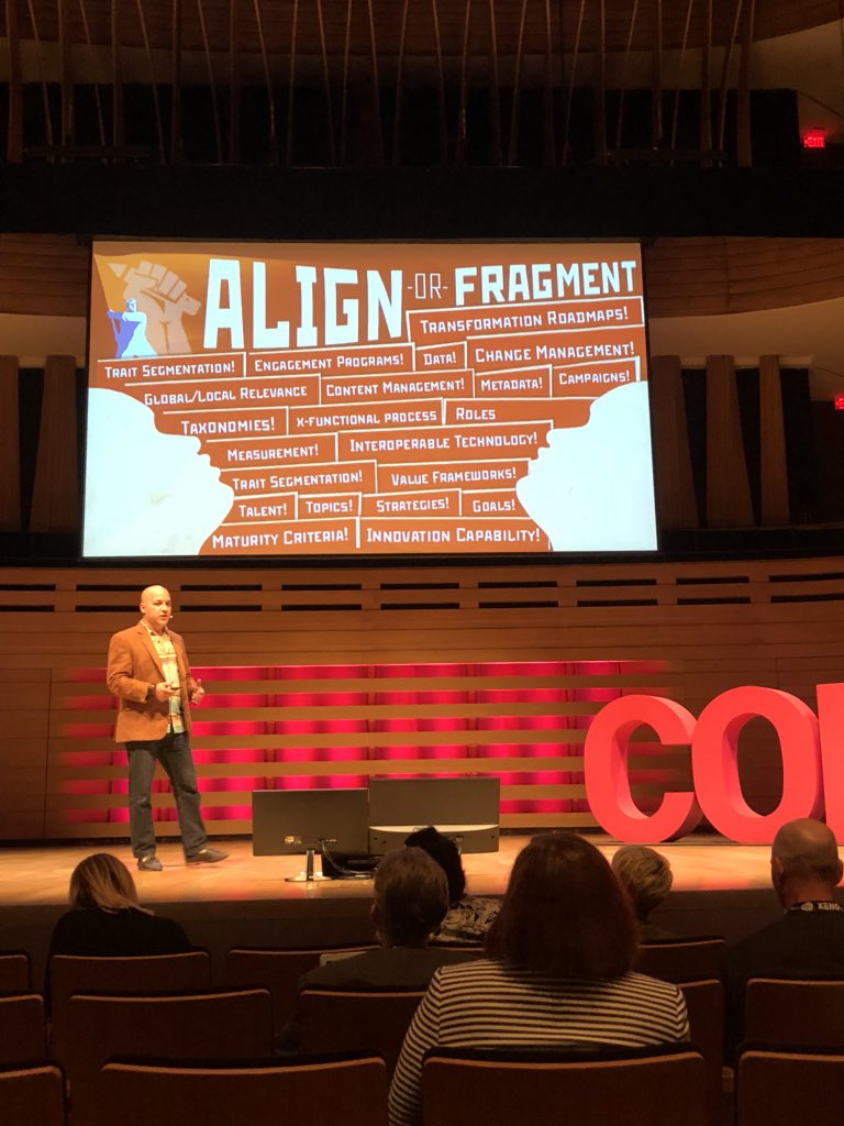 caitlinangeloff's tweet photo. .@Carlos_Abler is leading us through a #contentmarketing revolution mini-workshop & it’s amazing! Content is a horizontal function & when done right — it can & should be an organizing force of alignment & transformation at your company. #Conex #Conex18 https://t.co/u2JlrPuR3k