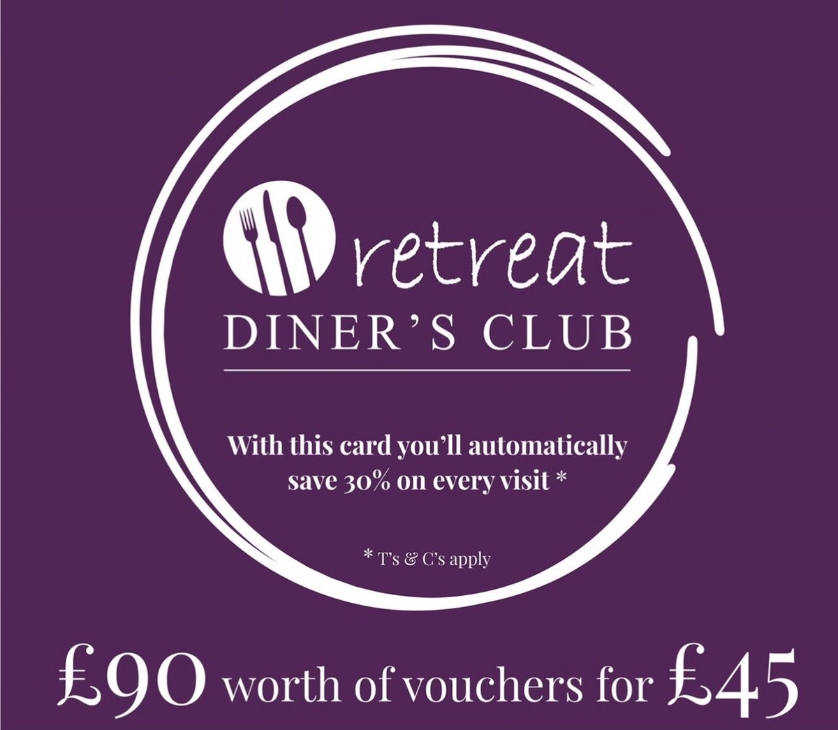 RetreatUK's tweet photo. Our Retreat Diner’s Card is packed with benefits... have you got yours yet? https://t.co/MCITDw0CcZ