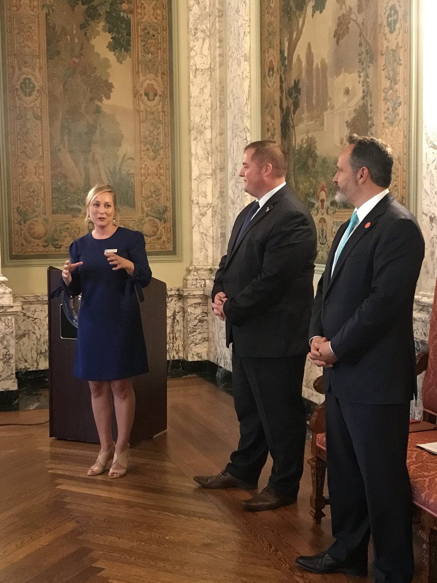 AmyWickliffe's tweet photo. A really special moment in the State Reception Room today for the signing of SB30 with @KyWhitney @GovMattBevin @MarsysLaw4KY and the brave Survivors who speak their truth to help others. #MLKY #VictimsRights #VoteYesinNovember https://t.co/6dhKGDVPrB