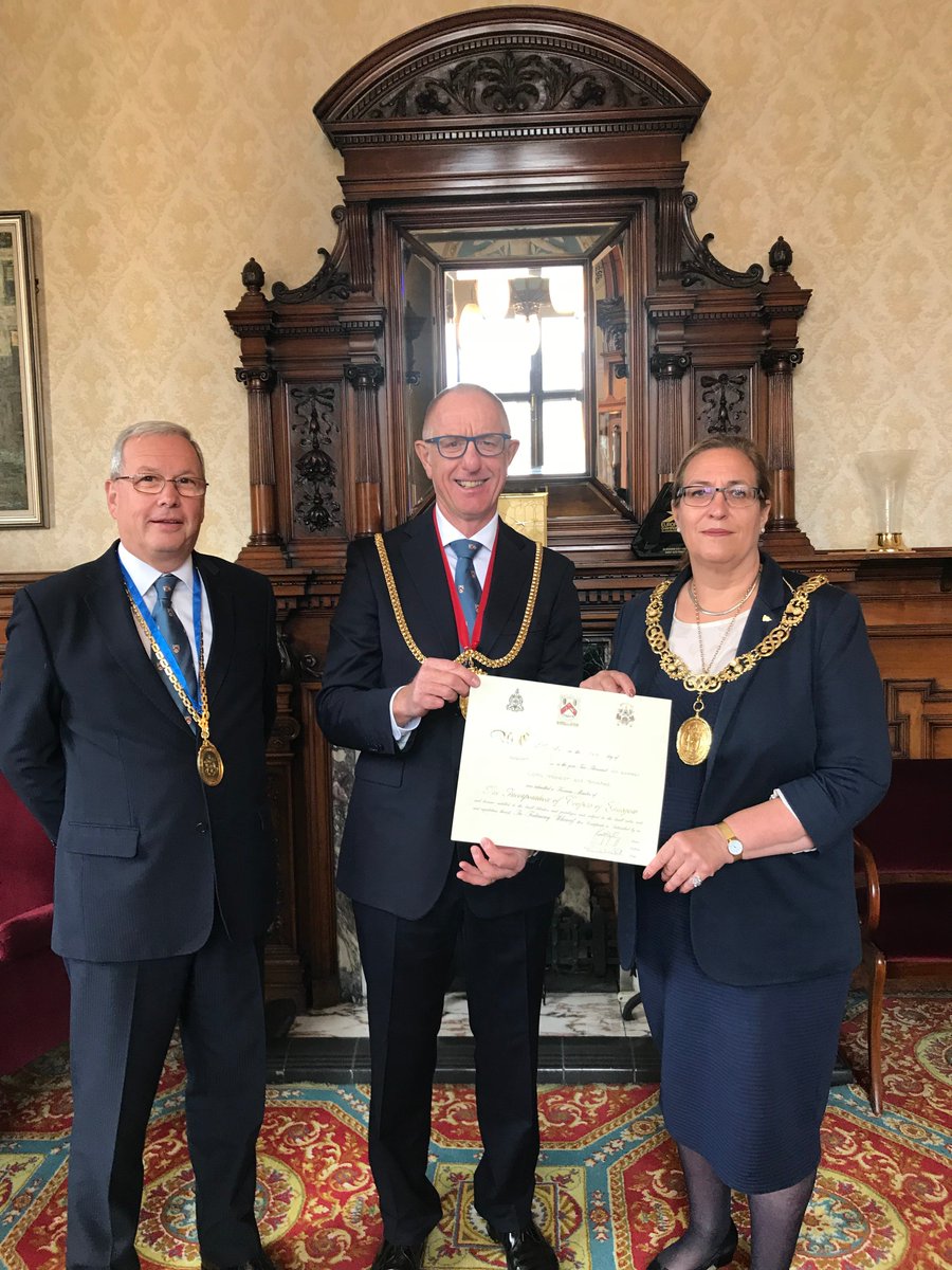 The Incorporation of Coopers of Glasgow’s Collector, Alasdair Ronald and Deacon Kenny Dalby pictured presenting a Membership Certificate to our latest new member, Eva Bolander, Lord Provost of Glasgow.