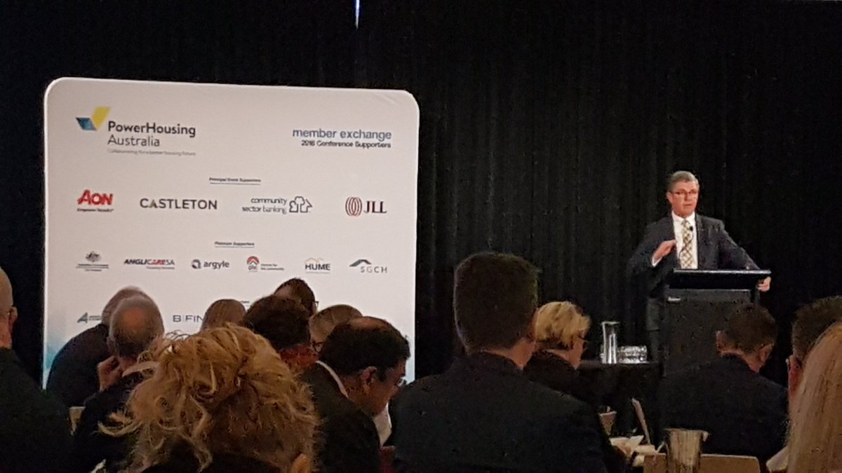 @DaveGillespieMP talks about the #affordablehousing bond aggregator financing and NHFIC to grow housing stock and the National Housing & Homelessness Agreement to address the growing number of homeless people in Australia. #powerhousing2018