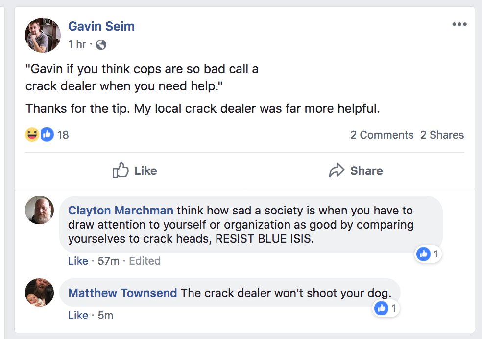 3Seimen's tweet photo. How do these knuckleheads know so much about CRACK DEALERS?????
#Oregonstandoff #Bundycult #seimISIS
Gavin Seim Is An Asshole™
@ryanbundygov @BundyRanch
cRyan Bundy is a Terrorist™ https://t.co/L5CcGqqZzr