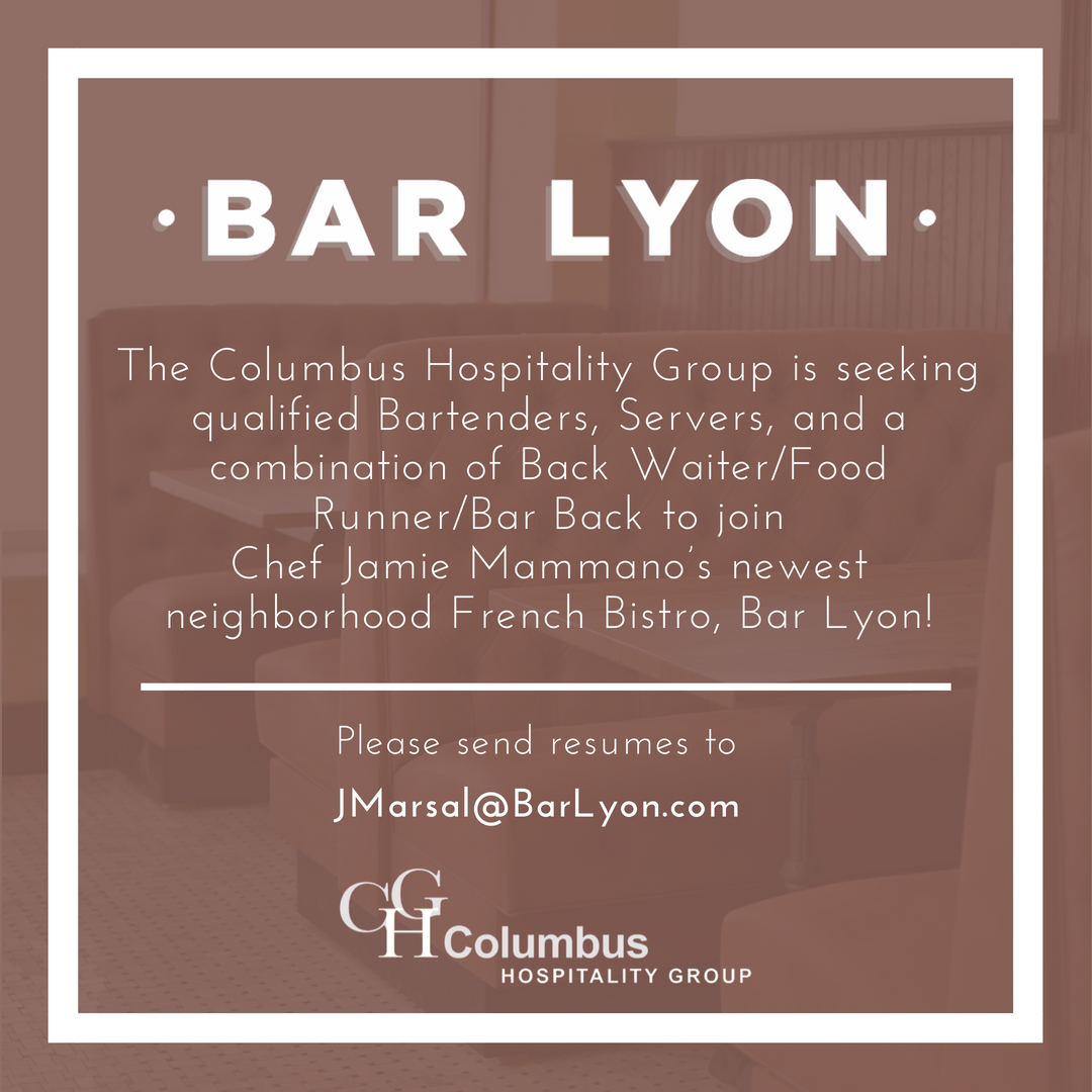 OstraBoston's tweet photo. The Columbus Hospitality Group, is currently seeking qualified individuals to join Chef Jamie Mammano’s newest neighborhood French bistro, Bar Lyon.  Ideal candidates should be professional and highly motivated with a passion for hospitality and an eagerness to learn. #TeamCHG https://t.co/oUMrpih8Nj