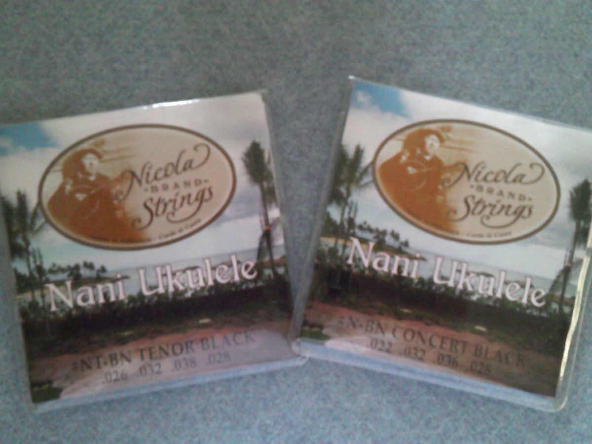 Got myself two sets of new Nicola Strings, the Nani Ukulele ones. One for my #practice concert #uke, one for my tenor. Both black! Gonna strap ’em on and play some #Venom and some #ACDC and even some <a href="/SteveEarle/">Steve Earle</a> ... Thanks to <a href="/StringsNicola/">Nicola Brand Strings</a> I’ll be heard during #HurricaneLane.