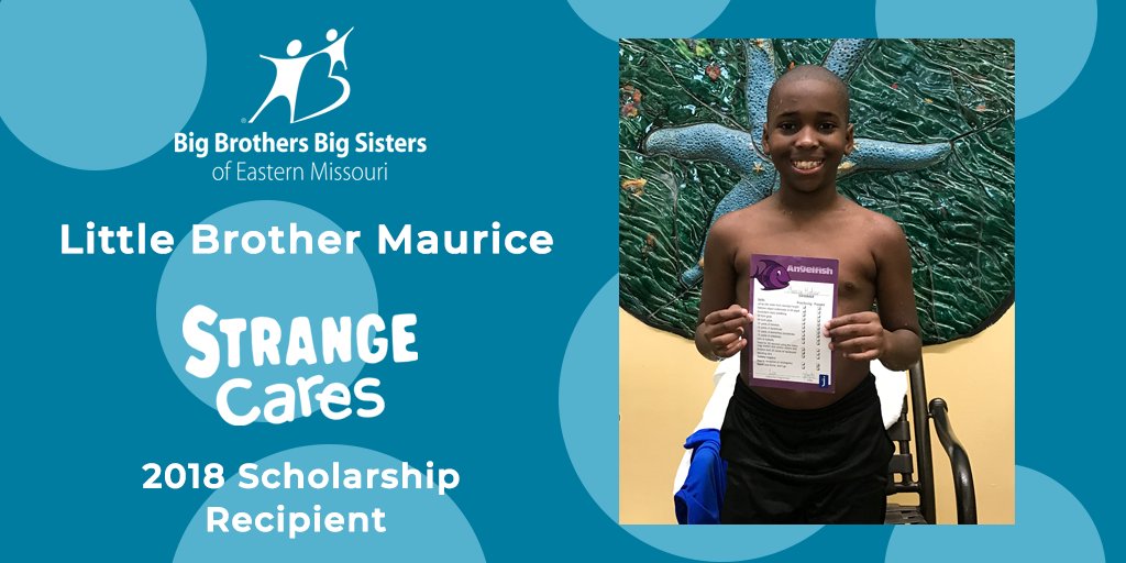 BBBSEMO's tweet photo. #BBBSEMO Little Brother Maurice went from fearing the deep end to talking about ocean swimming someday, says Big Brother/2018 #StrangeCares scholarship nominator Matt. Thank you, @StrangeCares, for helping give 10 year old Reece @JCCStl swim lessons, new confidence, and plans! https://t.co/1q4xvJMt5W
