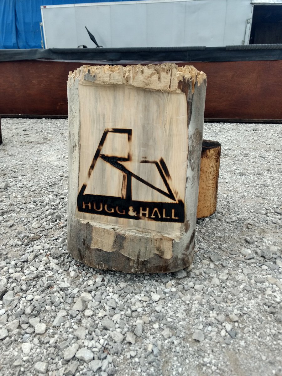 HuggHallEquipCo's tweet photo. We're ready for the @MyWashCoFair!  The All American Lumberjack Show (sponsored by #hugghall) received a nice finishing touch! #MyWCF18 https://t.co/Rr3Gf9lS1w