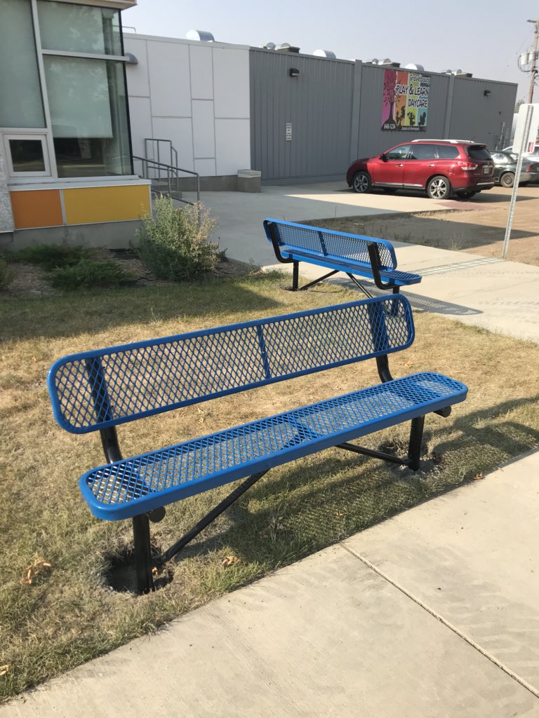 Our new benches are ready! #somewheretosit #gorgeousblue <a href="/SchoolEcole/">Ecole Gravelbourg School</a> <a href="/PrairieSouth/">Prairie South</a>