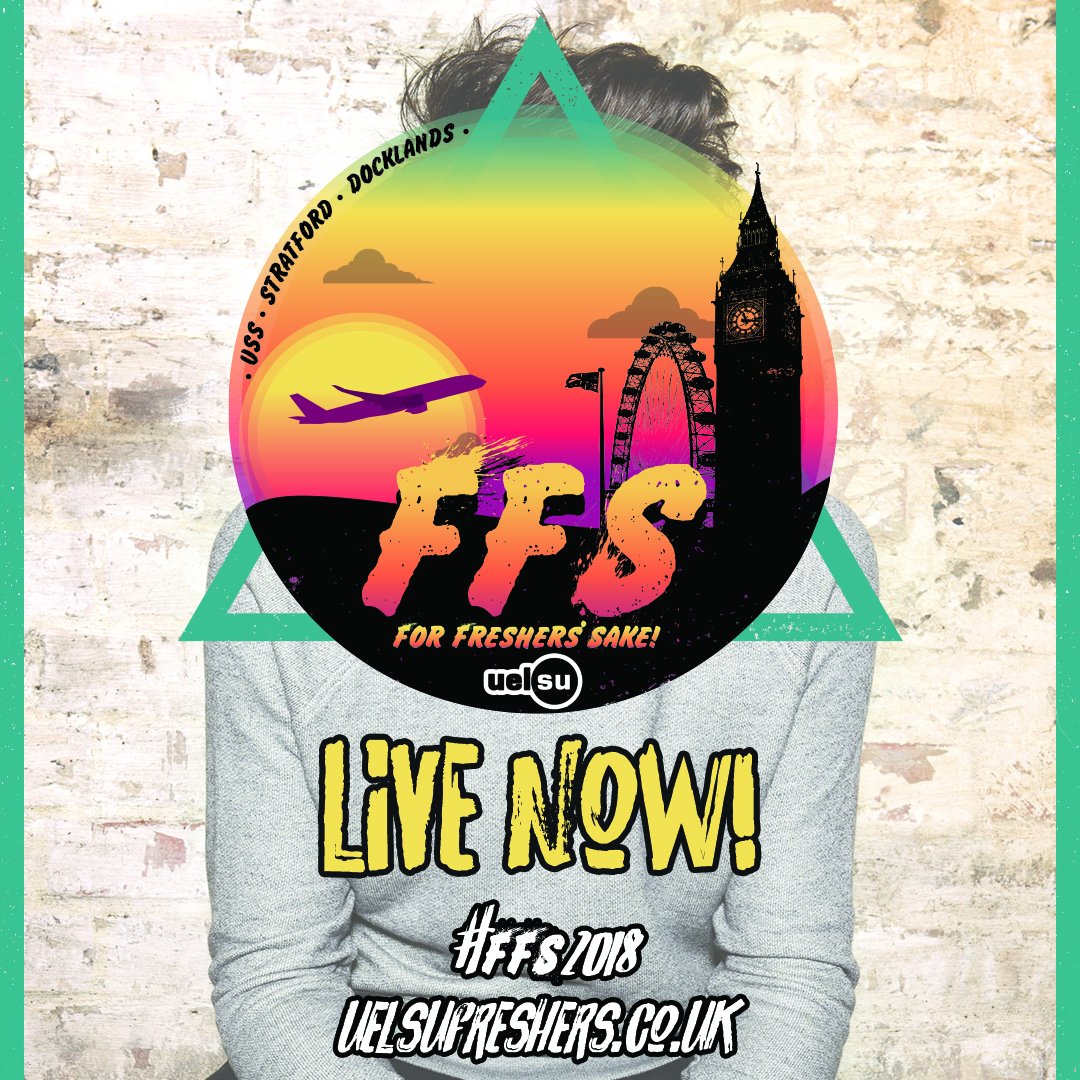 EastLDN_Sport's tweet photo. Have you bought your wristband for #FFS2018 yet? Check out the link in our bio for the events and guests of the week including @NickGrimshaw and purchase your wristband! #UELFreshers #FreshersWeek #ForFreshersSake #UELSU https://t.co/SoPQh4mNcv