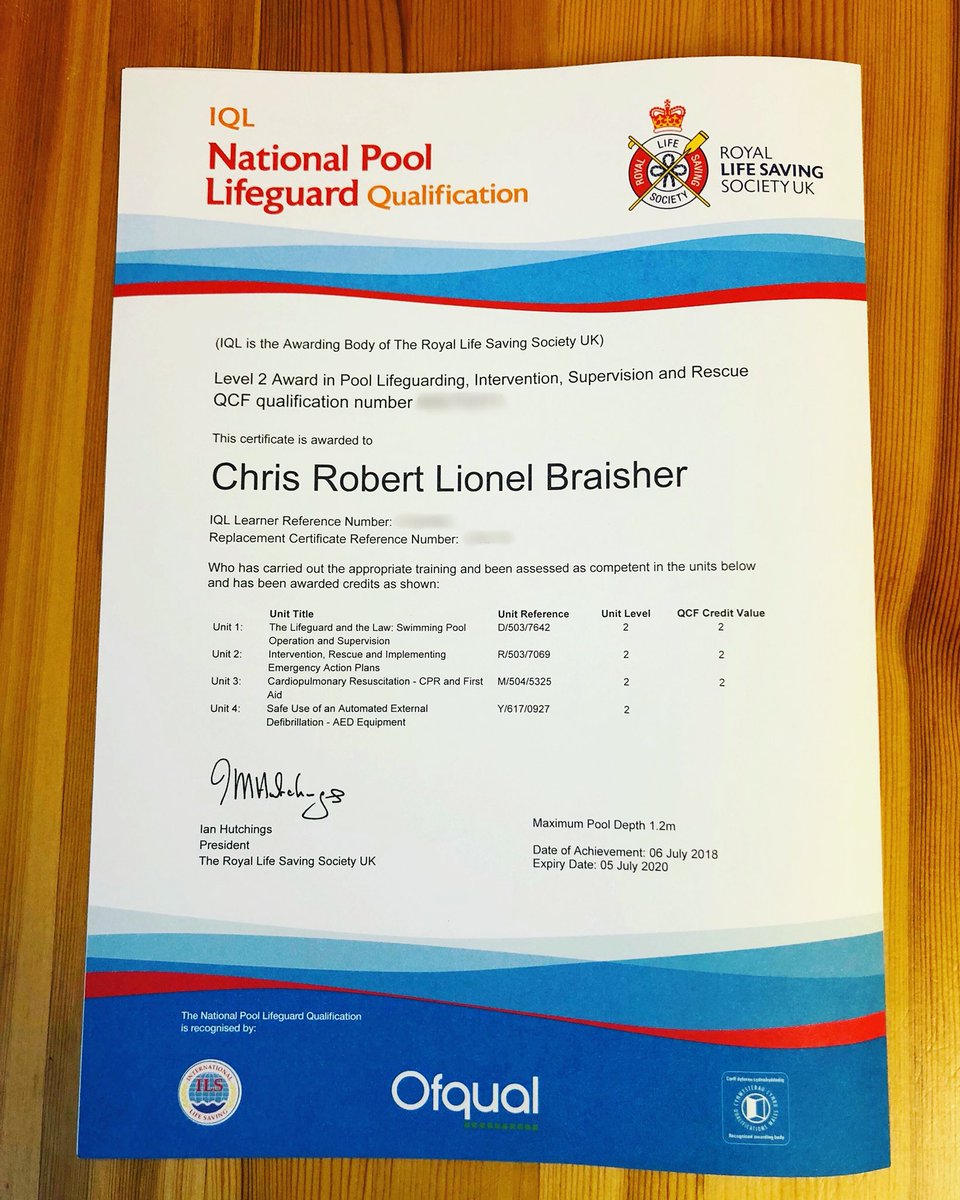 Chris Braisher On Twitter Received My Pool Lifeguard