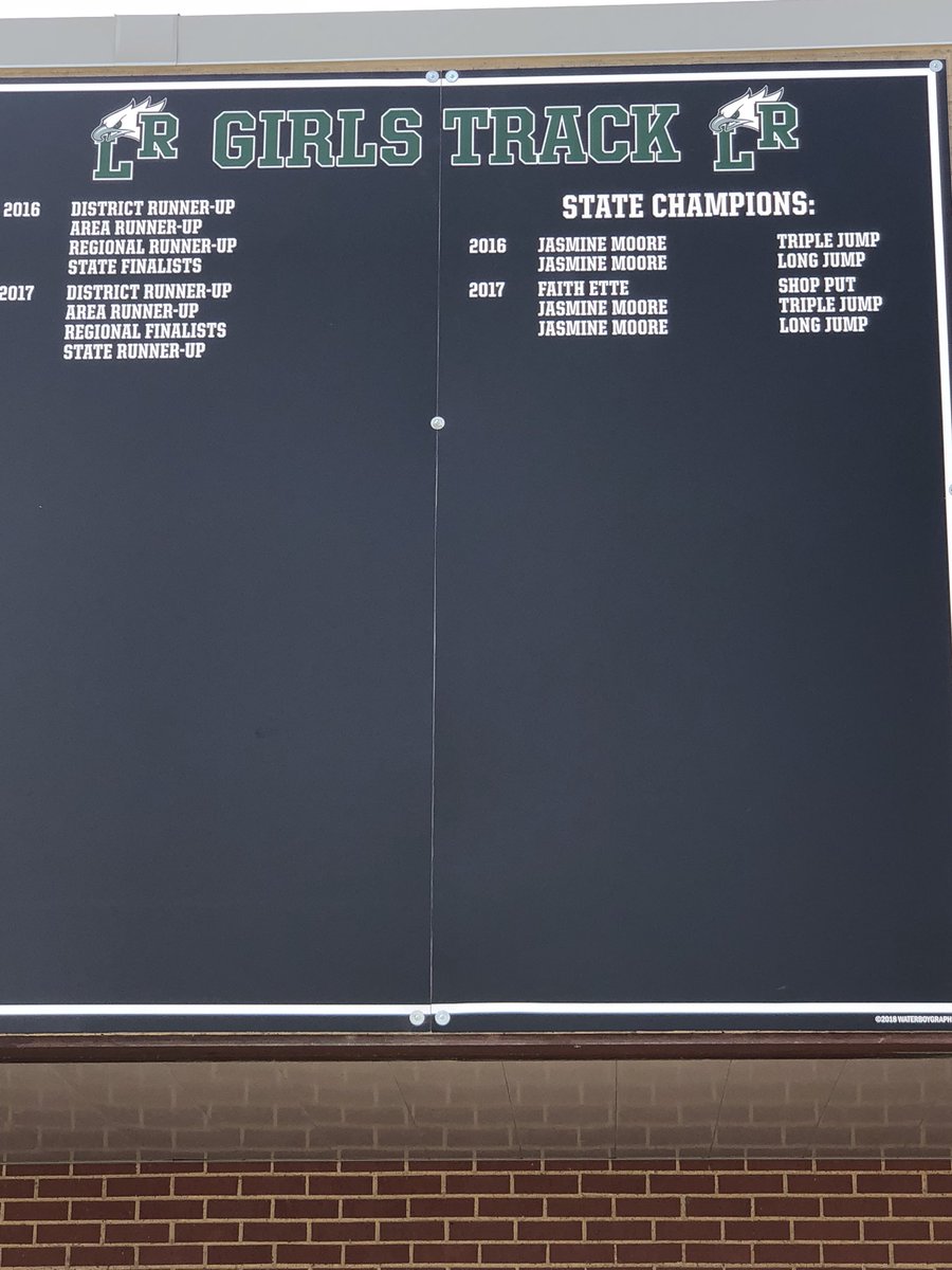 Lake_RidgeTrack's tweet photo. Looks GREAT!! Now just to add last year’s STATE CHAMPS to the list!! #LRTF https://t.co/IhrLeQEW5I