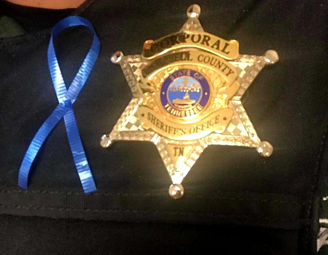 SRO's wearing blue ribbons today honoring Conner Lane and his family... #blueforconner #prayforconner