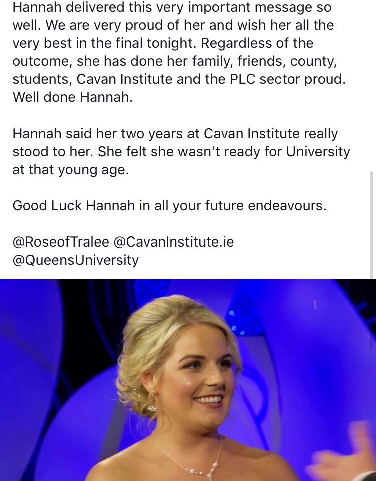 Cavan Institute (@cavaninstitute) on Twitter photo Good luck & best wishes to Hannah Mooney <a href="/MonaghanRose/">MonaghanRose</a> tonight <a href="/RoseofTralee_/">Rose of Tralee</a> after a great delivery last night. Wise words
“Go for your dreams, Reach for your dreams and you WILL get there”
We have over 80 courses
Let us help you make your dreams come true #RoseOfTralee Good luck & best wishes to Hannah Mooney <a href="/MonaghanRose/">MonaghanRose</a> tonight <a href="/RoseofTralee_/">Rose of Tralee</a> after a great delivery last night. Wise words
“Go for your dreams, Reach for your dreams and you WILL get there”
We have over 80 courses
Let us help you make your dreams come true #RoseOfTralee