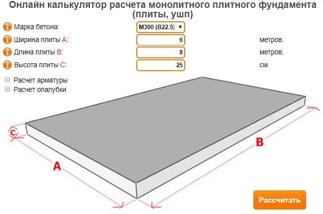 расчет количества арматуры для плитного фундамента