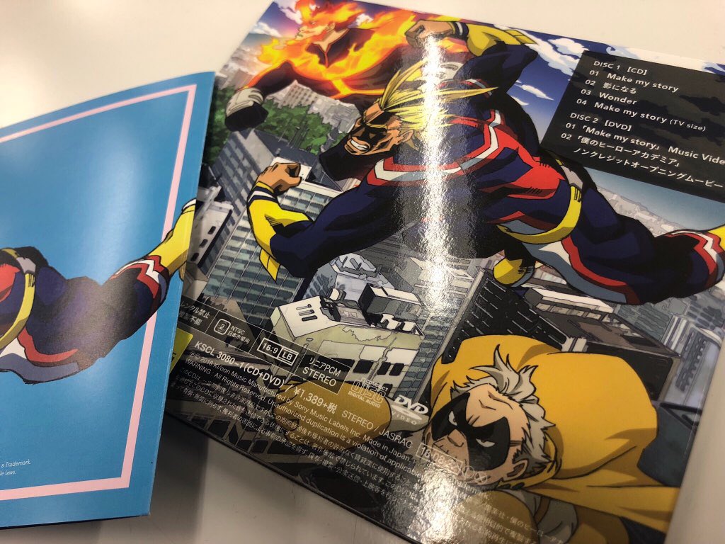 heroaca_anime's tweet image. #ヒロアカ OPテーマCD発売日が来た!!
『僕のヒーローアカデミア』TVアニメオープニングテーマ「Make my story」by Lenny code fiction @lenny_cf 発売! 期間生産限定アニメ盤は、描き下ろしジャケットと、MVとノンクレジットOPムービーが収録されたDVD付き!
heroaca.com/sp/music.html
#heroaca_a