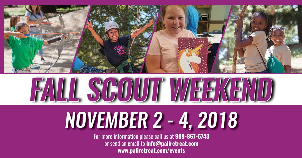 PaliRetreat's tweet photo. Calling all scouts! Fall Scout Weekend is here. Bring your troops and enjoy a girls-only weekend. 🌲🏔🎀 Learn more at https://t.co/jlDKfxV4od https://t.co/xtwNa3H6lb