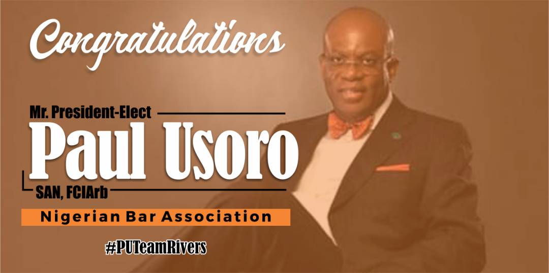 awla_rivers's tweet photo. AWLA Rivers State Branch congratulates Mr. Paul Usoro SAN on the election as the 29th President of the NBA. https://t.co/moIWOcAGTs