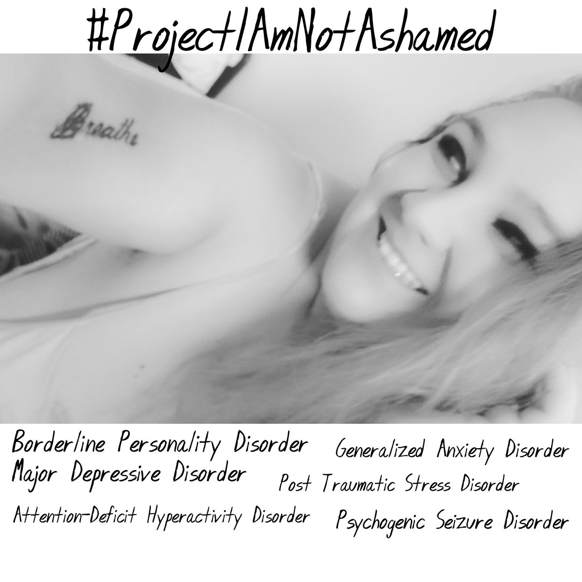 mentalmommy_'s tweet photo. #ProjectIAmNotAshamed 
The DSM-IV lists hundreds of psychological disorders and illnesses. These are mine. They may shape me, in ways, but they do not define me. I refuse to be ashamed of the illnesses that I have. https://t.co/WKOQQ6MiBb