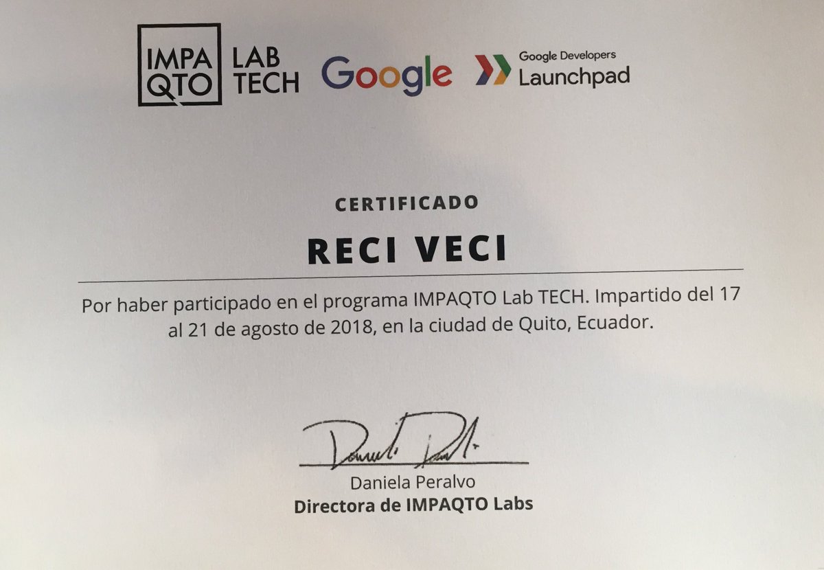 reciveci's tweet image. Nos graduamos de la Sexta Generación de #IMPAQTOLabTECH #Google #Launchpad ¡Cada módulo de incubación de @IMPAQTOec nos genera nuevos retos! ¡Gracias x eso! 💪🏾
