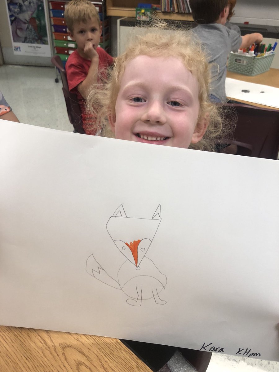 This kindergartener used her #bubblegumbrain to figure out how to draw a fox!