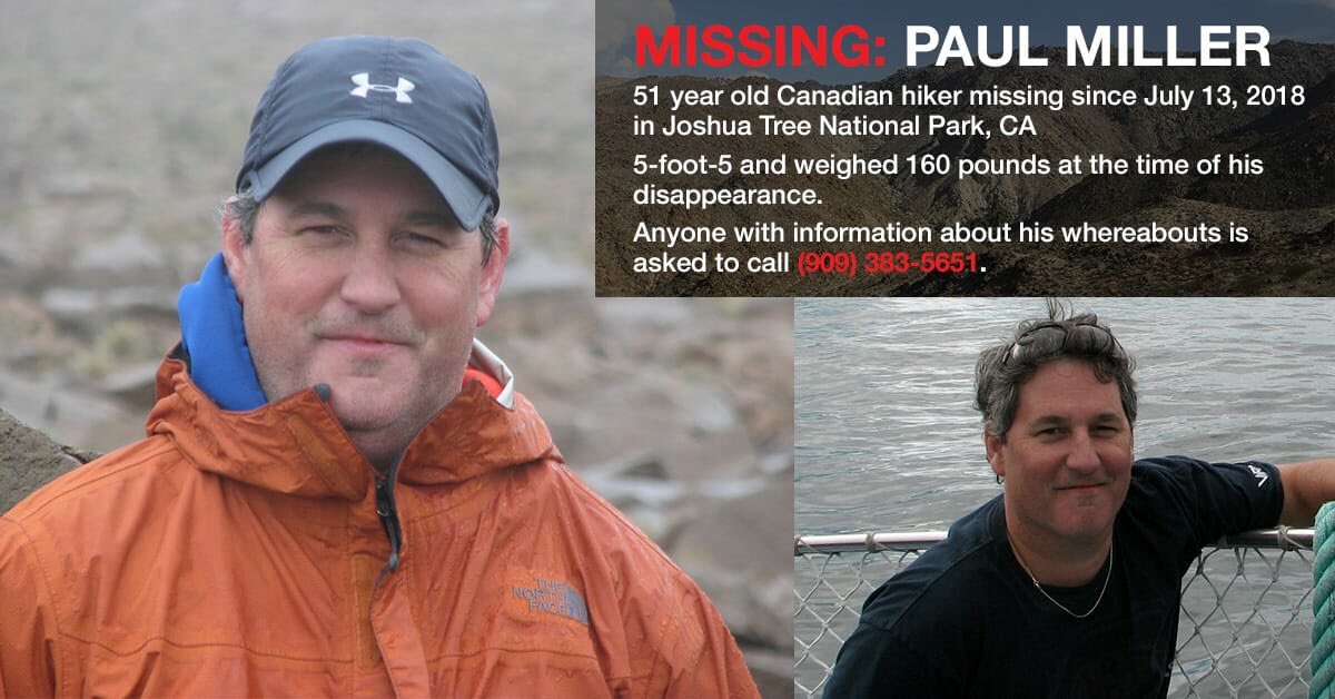 Please help bring Paul Miller home Please retweet and pass along! #MissingPerson #California #missinghiker
@FindPaulMiller 
@missingpeople 
@MissinginCalif 
@LloydLongfield 
@CanadianPM @JoshuaTreeNPS #RETWEET