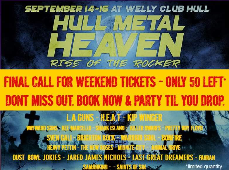 HullFestival's tweet photo. We are back!! Hull Metal Heaven 14th-16th September at Welly Club Hull. Buy your tickets from
https://t.co/B6gioTCgeU
#highwaytohull #hairmetalheaven https://t.co/sNBkqxpjid