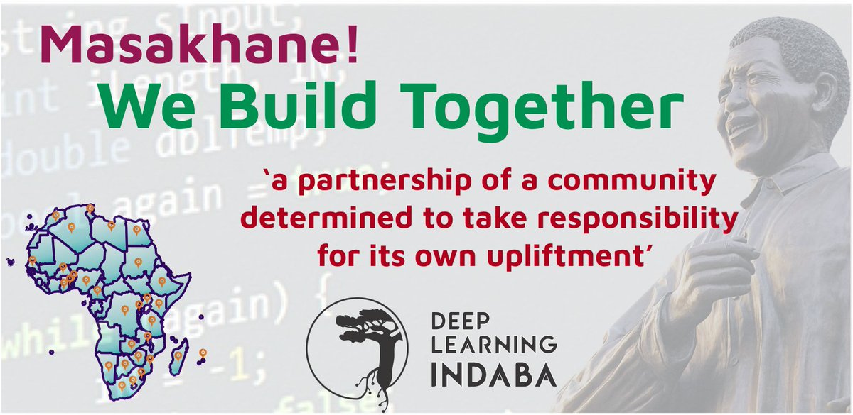 DeepIndaba's tweet image. Our call-to-action at the #DLIndaba2018 is Masakhane-We Build Together! From a speech by Nelson Mandela, his words remind us that we can make the Indaba "a partnership of a community determined to take responsibility for its own upliftment". Read more
deeplearningindaba.com/blog/together-…