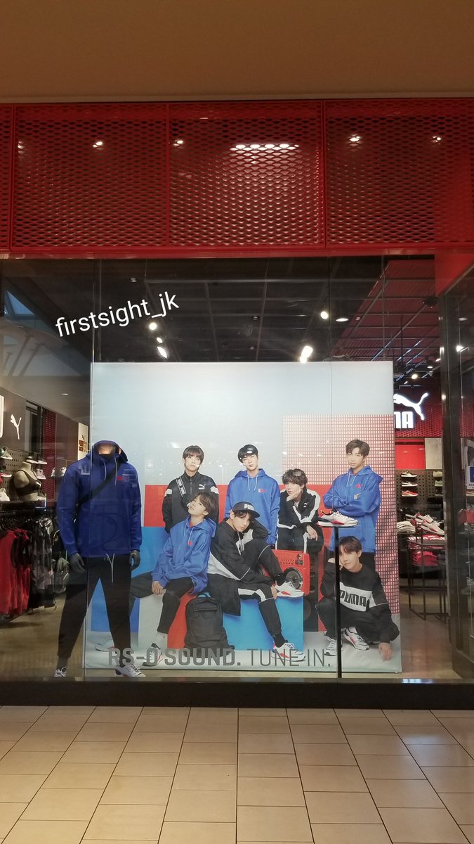 firstsight_jk's tweet photo. .@BTS_twt being displayed in the US stores isn't just about BTS. When do we ever see any Asians being displayed this way? It took BTS for something like this to happen in the USA. It's sad but also exciting at the same time.  This is a HUGE deal. @PUMA https://t.co/OwwOi6ymwI