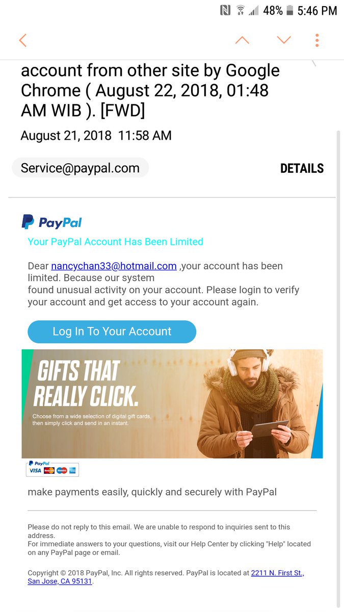 teamnancy's tweet photo. Watch out for fake PayPal account.... https://t.co/jUmzHXFjDY