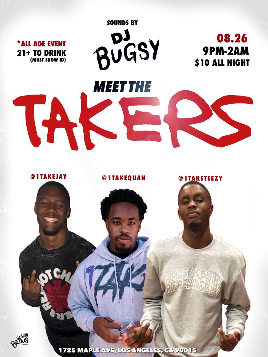 inlivwetrust's tweet photo. This Sunday๐ฏ
My niggaz throwing their first showโ๏ธ
Meet The Takers ๐ฌ
PULL UP & #SupportYourz https://t.co/KkzlhXrVvI