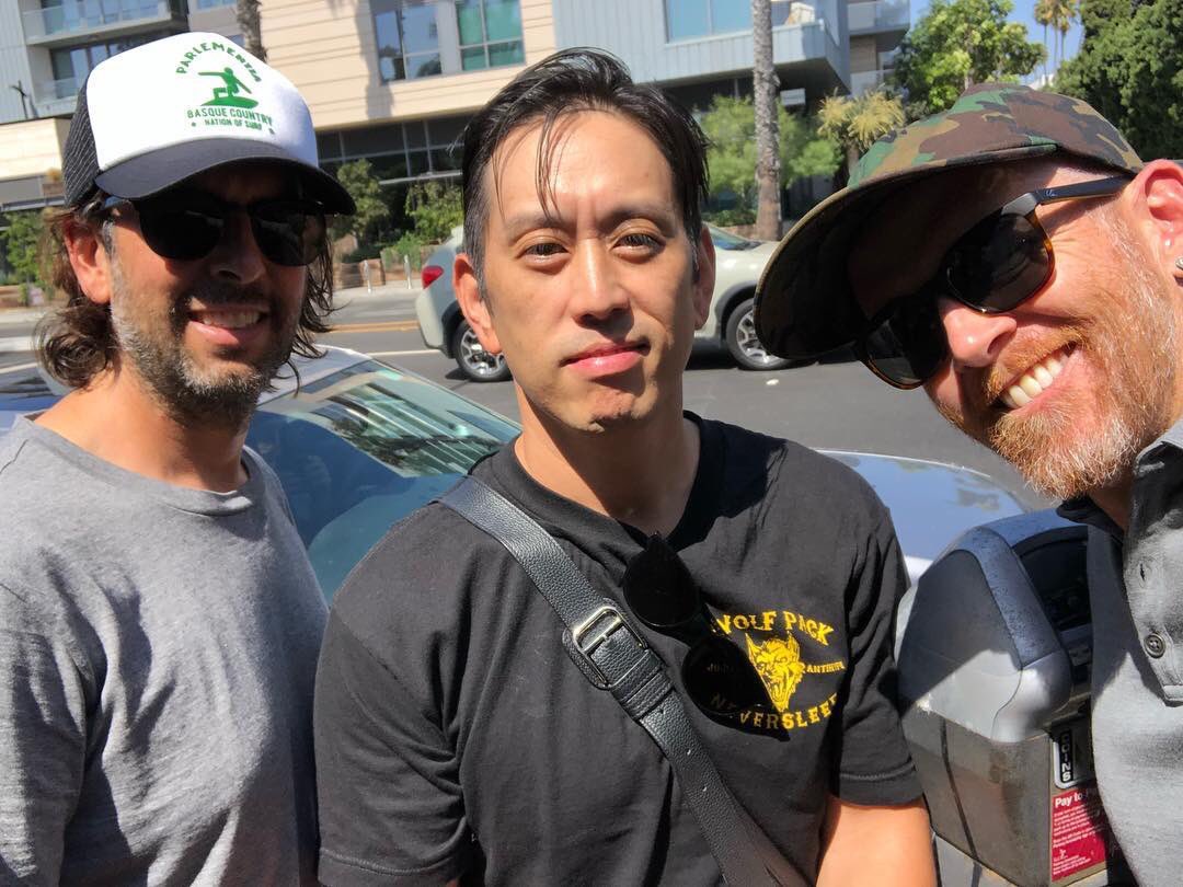 LPLive's tweet photo. Linkin Park! Rob, Joe, and Phoenix... and Brad missed the photo. They said they miss Mike right now on his Asia Tour. https://t.co/Y09e5BJTxx