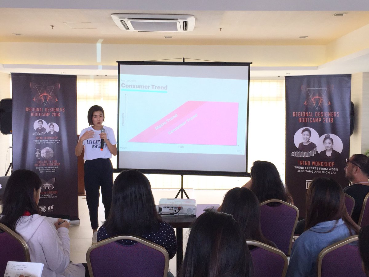 DTIDesignCenter's tweet image. Jess Tang, consultant from WGSN and a creative strategist and designer, shares insights and creative directions to practicing regional designers.

#DesignCenterPH #RegionalDesignersBootcamp #RDBRegion7 #RDBCebu #RDBTrendWorkshop