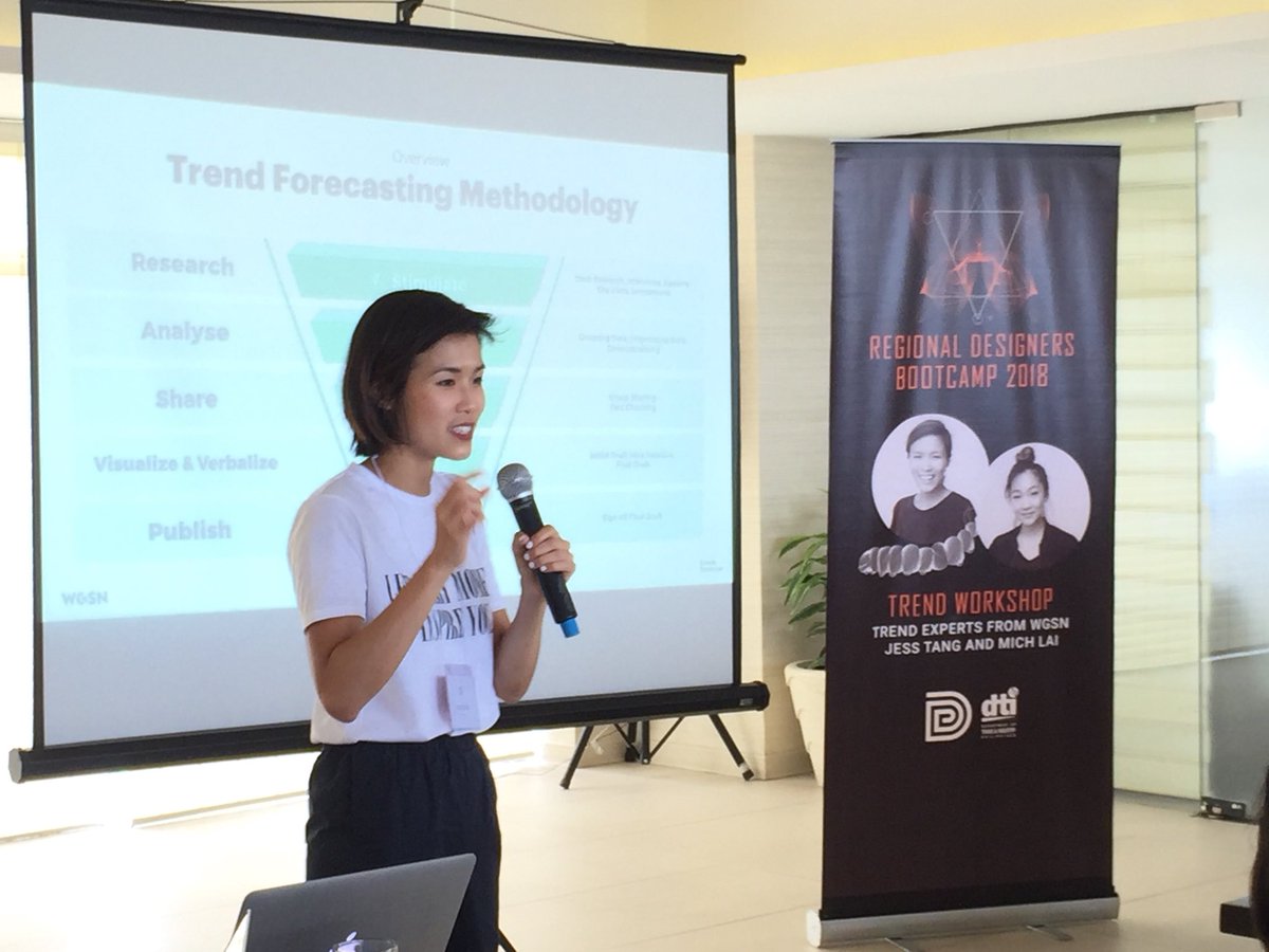 DTIDesignCenter's tweet image. Jess Tang, consultant from WGSN and a creative strategist and designer, shares insights and creative directions to practicing regional designers.

#DesignCenterPH #RegionalDesignersBootcamp #RDBRegion7 #RDBCebu #RDBTrendWorkshop