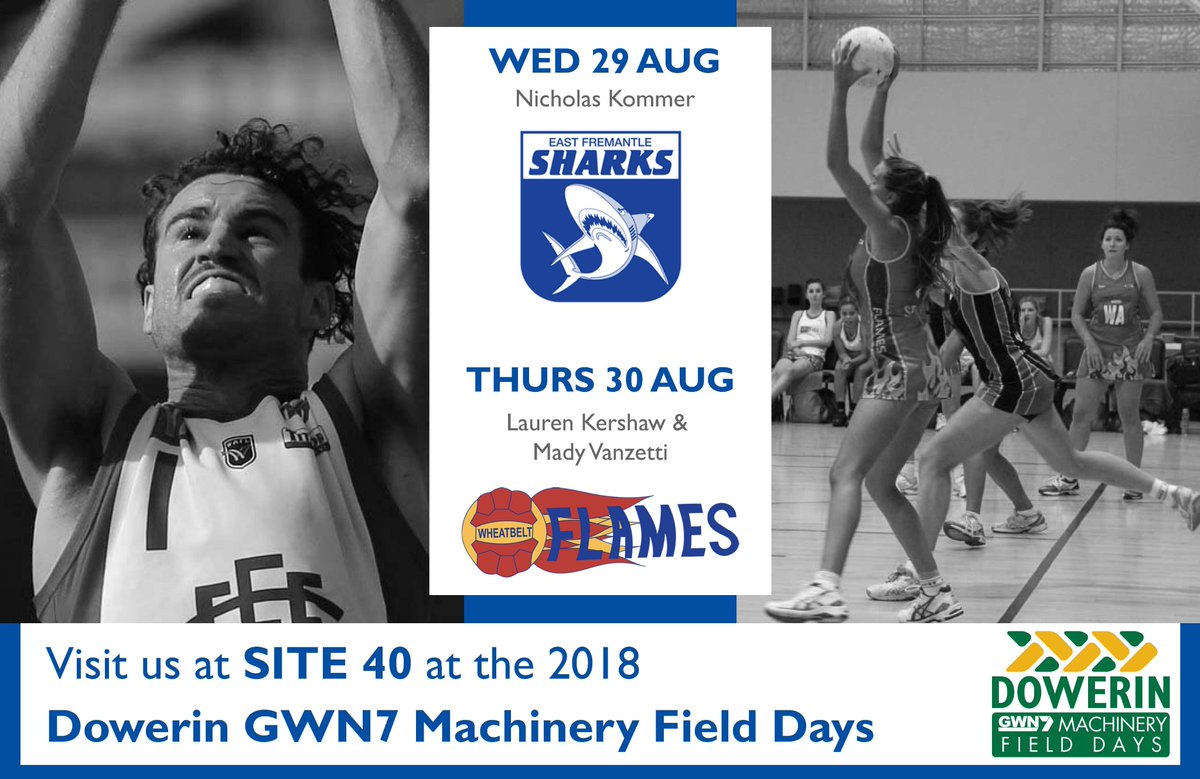 fueldistributor's tweet photo. We’re excited to have players from @EFFC and @WheatbeltFlames Netball Club joining us at @DowerinFieldDay next week! Come visit us at Site 40 to meet the players and grab your FDWA football or netball! #DowerinFieldDay #WAFooty #WANetball #wheatbelt #agriculture https://t.co/4YR6pq7jCP